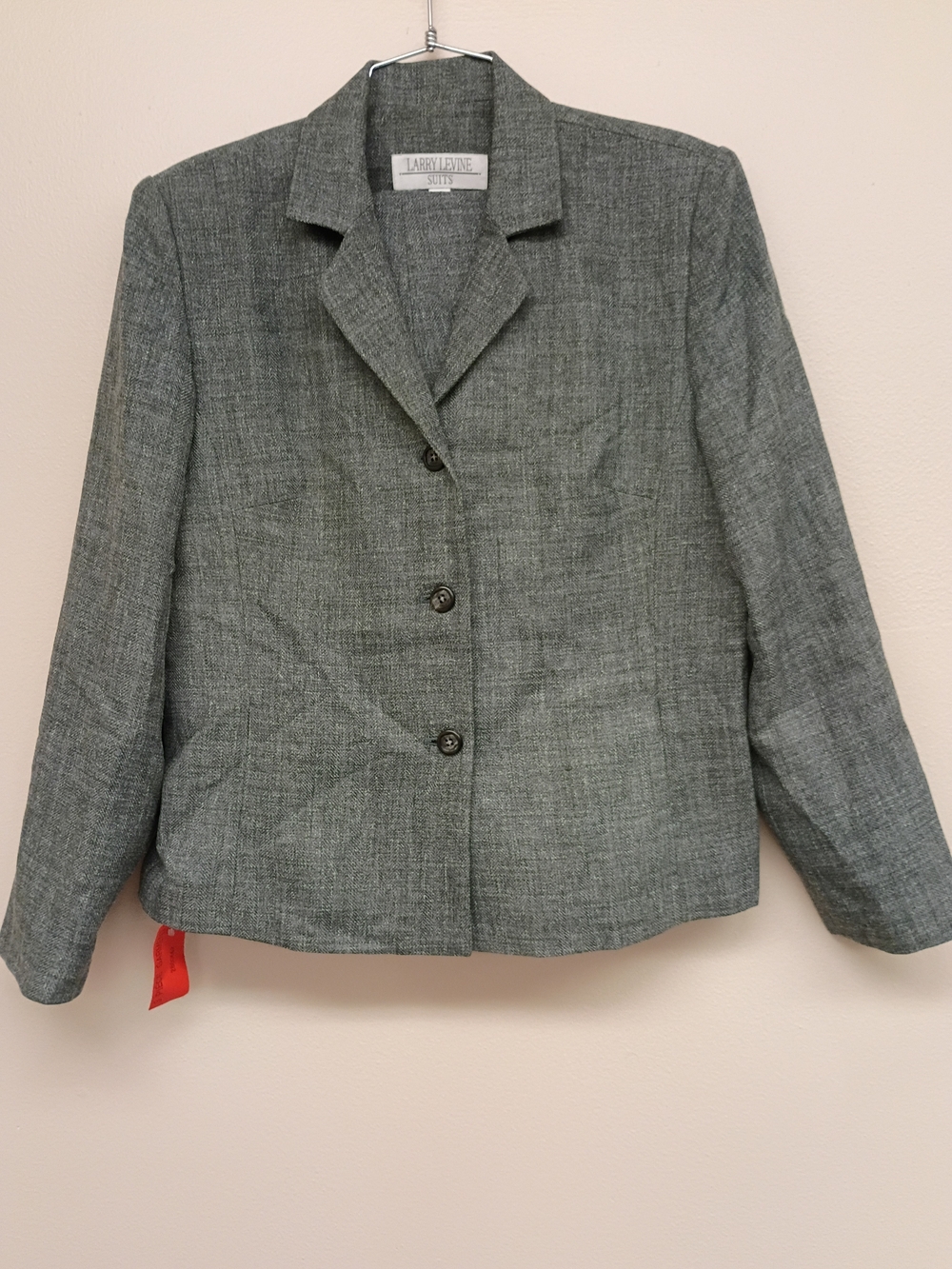 Larry Levine Gray Textured Single-Breasted Blazer